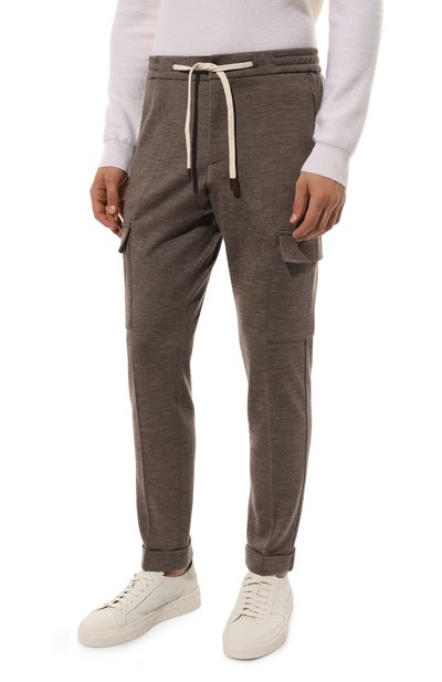 Шерстяные брюки-карго MARCO PESCAROLO коричневого цвета по цене 68600 руб., арт. T0R/50Y02, фото 3 Шерстяные брюки-карго MARCO PESCAROLO, арт. T0R/50Y02, фото 3