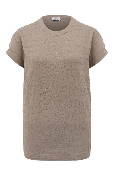 Женская хлопковая футболка BRUNELLO CUCINELLI, арт. M0T18B1028