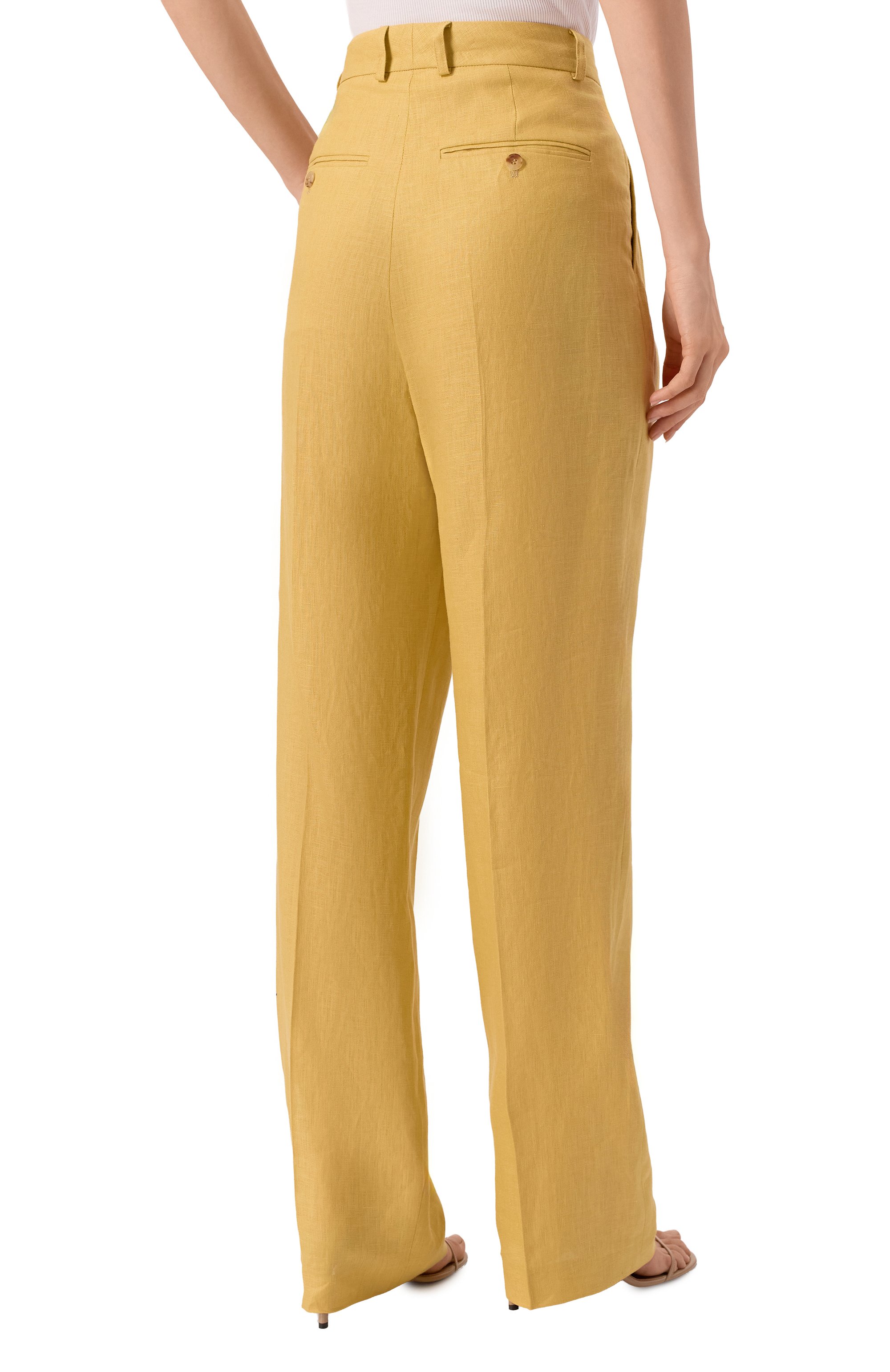 Льняные брюки SASHAVERSE желтого цвета по цене 59400 руб., арт. P016/TR/9108.803/SS25, фото 4 Льняные брюки SASHAVERSE, арт. P016/TR/9108.803/SS25, фото 4