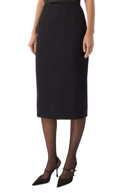 Шерстяная юбка DOLCE & GABBANA черного цвета по цене 109000 руб., арт. F4C4ST/FU2L8, фото 3 Шерстяная юбка DOLCE & GABBANA, арт. F4C4ST/FU2L8, фото 3