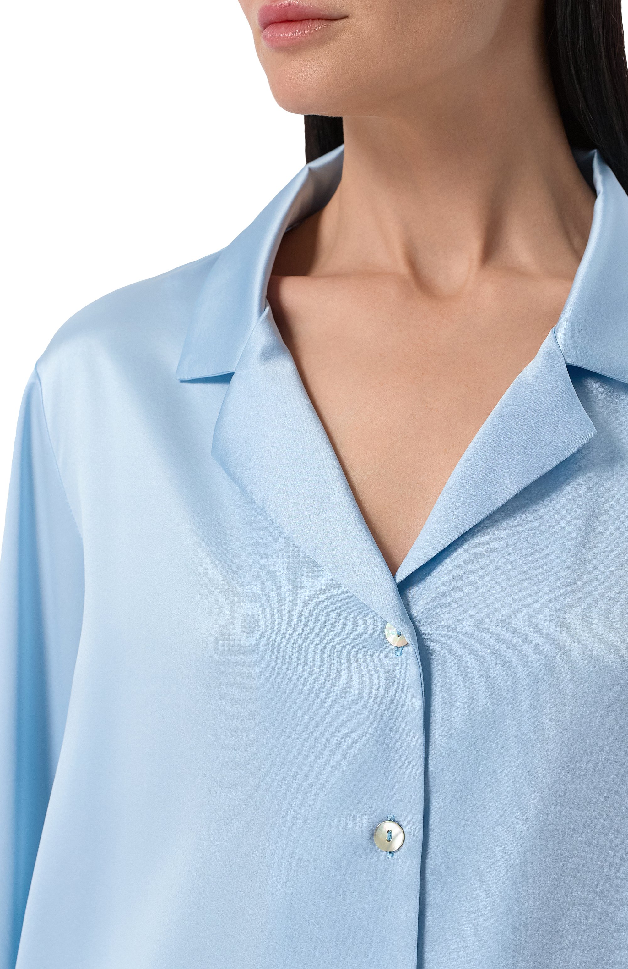 Шелковая рубашка PRIMROSE голубого цвета по цене 19950 руб., арт. 7W.500R.G001, фото 5 Шелковая рубашка PRIMROSE, арт. 7W.500R.G001, фото 5
