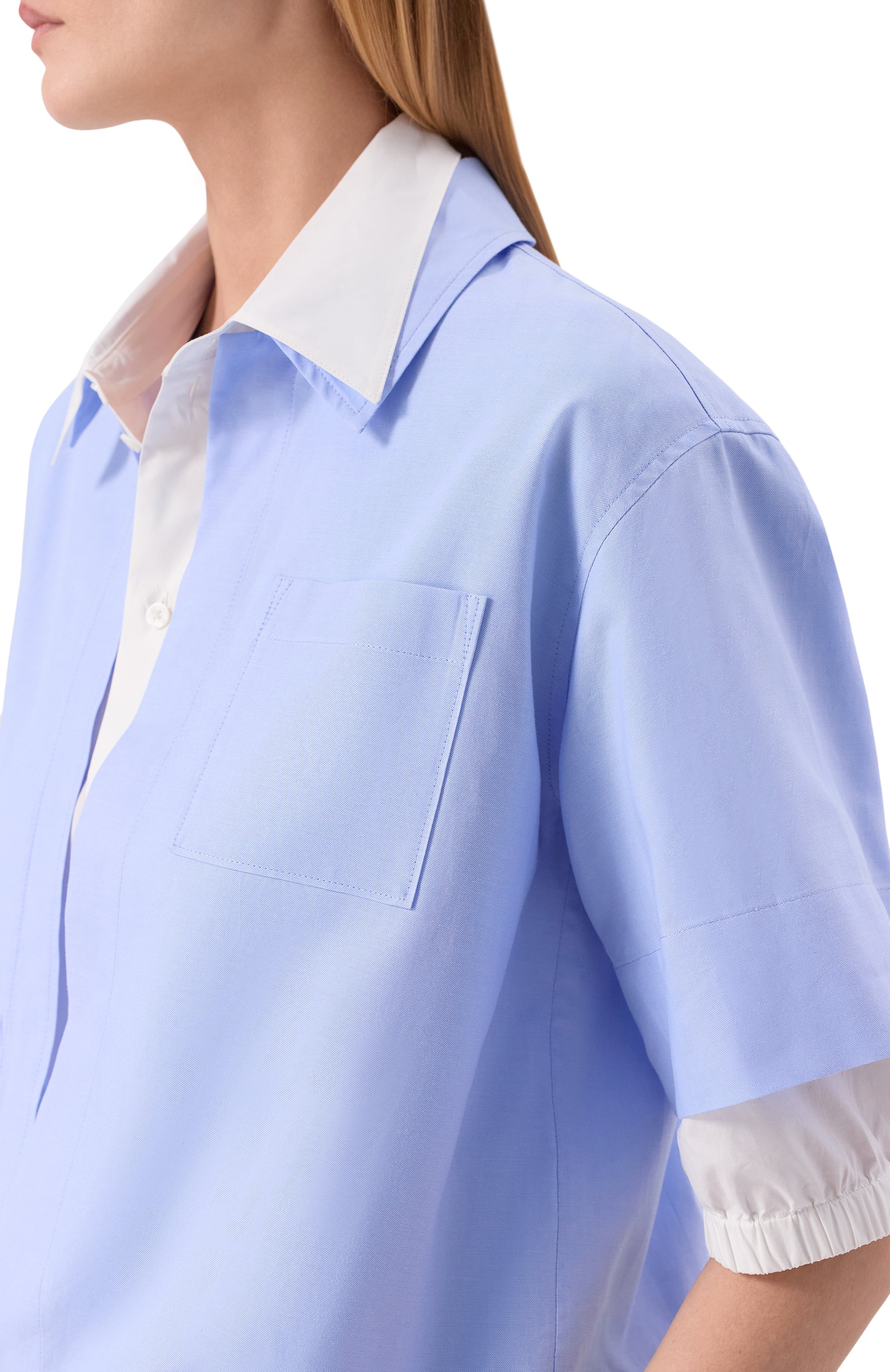 Хлопковая рубашка DOROTHEE SCHUMACHER голубого цвета по цене 49950 руб., арт. 448516, фото 5 Хлопковая рубашка DOROTHEE SCHUMACHER, арт. 448516, фото 5