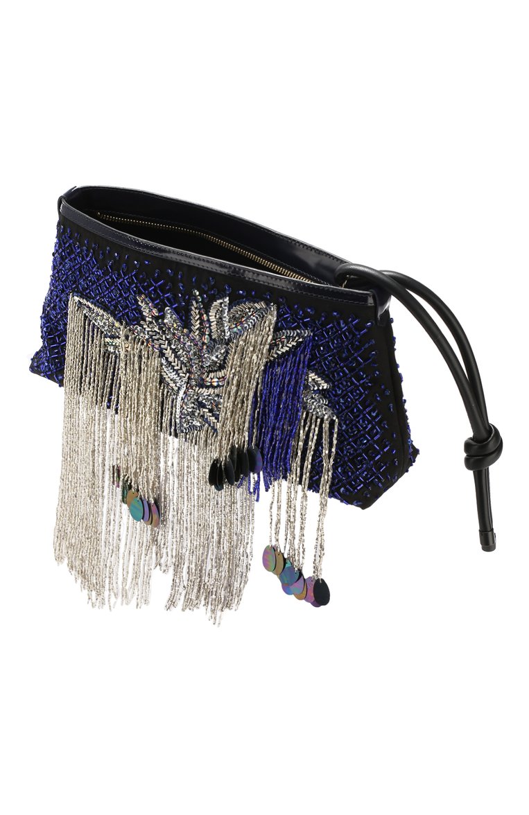 Женский клатч DRIES VAN NOTEN синего цвета, арт. 191-11504-186 | Фото 4 (Статус проверки: Проверено, Проверена категория; Материал: Текстиль; Детали: Вышивка; Размер: medium; Женское Кросс-КТ: Клатч-клатчи, Вечерняя сумка)