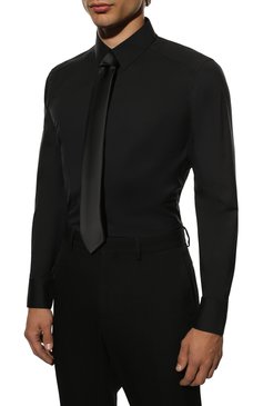 Мужская хлопков�ая сорочка DOLCE & GABBANA черного цвета, арт. G5EJ0T/FUMRY | Фото 4 (Материал внешний: Хлопок; Длина (для топов): Стандартные; Рукава: Длинные; Статус проверки: Проверено, Проверена категория; Случай: Формальный; Воротник: Кент; Принт: Однотонные; Манжеты: На пуговицах; Материал сплава: Проставлено, Проверено; Драгоценные камни: Проставлено; Стили: Кэжуэл)