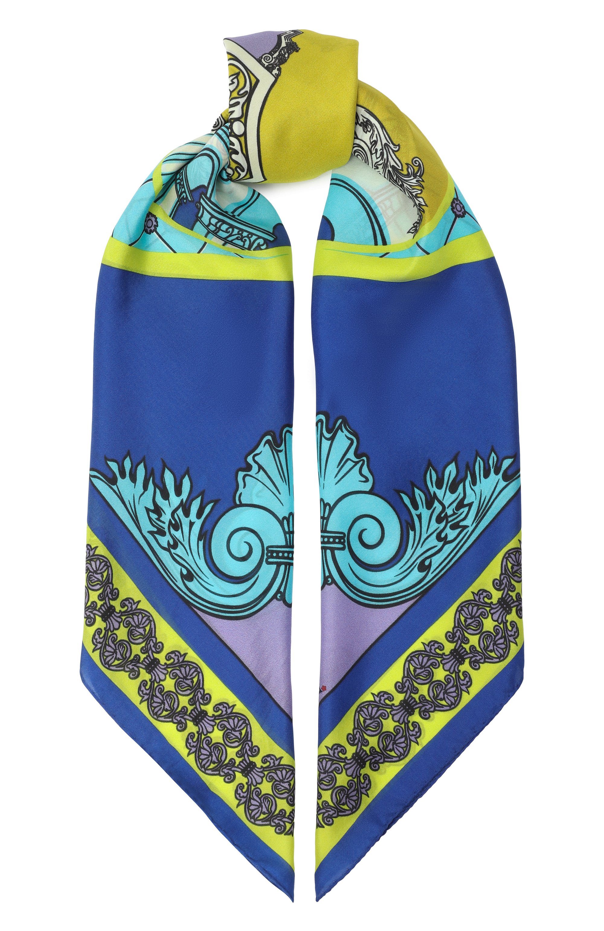 Шелковый платок неополитен GOURJI синего цвета по цене 15980 руб., арт. 91145237/41, фото 1 Шелковый платок неополитен GOURJI, арт. 91145237/41, фото 1