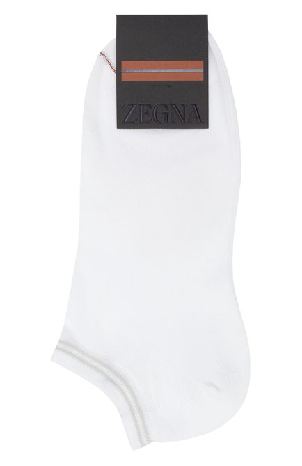 Мужские хлопковые носки ZEGNA белого цвета, арт. N5V02/727 | Фото 1 (Кросс-КТ: бельё; Материал сплава: Проставлено; Материал внешний: Хлопок; Нос: Не проставлено)