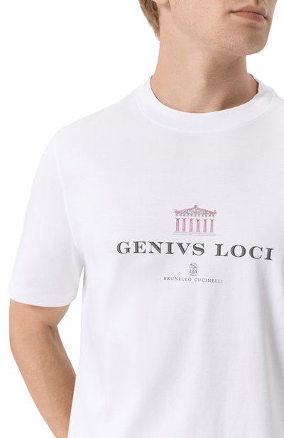 Хлопковая футболка BRUNELLO CUCINELLI белого цвета по цене 72350 руб., арт. M0B138520, фото 5 Хлопковая футболка BRUNELLO CUCINELLI, арт. M0B138520, фото 5