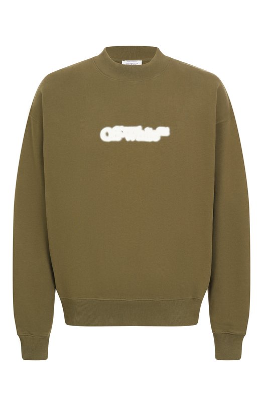Хлопковый свитшот Off-White 0MBA054S25FLE004 Хаки 0MBA054S25FLE004