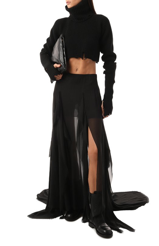 Шелковая юбка Ann Demeulemeester 2402-W-SK08-FA239-099 Чёрный  2402-W-SK08-FA239-099 Фото 2