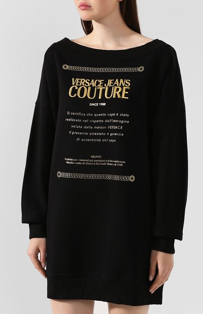 Хлопковое платье VERSACE JEANS COUTURE черного цвета по цене 19950 руб., арт. B6HUA785-UDP305 7 MIX/30216, фото 3 Хлопковое платье VERSACE JEANS COUTURE, арт. B6HUA785-UDP305 7 MIX/30216, фото 3