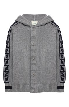 Детский кашемировый кардиган с капюшоном FENDI серого цвета, арт. JUG006/A8LH/3A-6A | Фото 1 (Материал внешний: Кашемир, Шерсть; Рукава: Длинные; Девочки Кросс-КТ: Кардиган-одежда; Региональные ограничения белый список (Axapta Mercury): RU; Драгоценные камни: Проставлено; Материал сплава: Проставлено; Ростовка одежда: 4 года | 104 см)