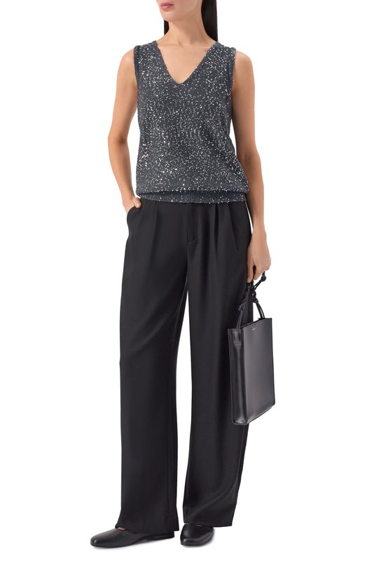 Топ с отделкой пайетками Weekend Max Mara WKDTEMP0 Серый  WKDTEMP0 Фото 2