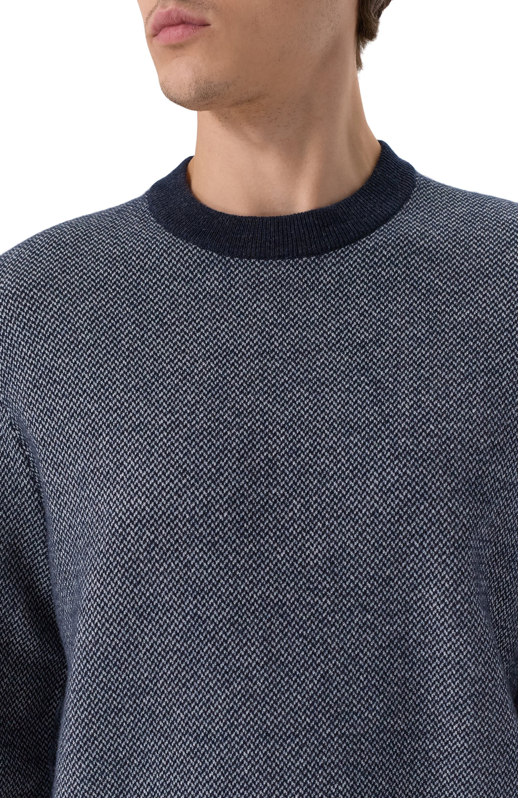 Джемпер из шерсти и хлопка BOSS темно-синего цвета по цене 25950 руб., арт. 50549986, фото 5 Джемпер из шерсти и хлопка BOSS, арт. 50549986, фото 5