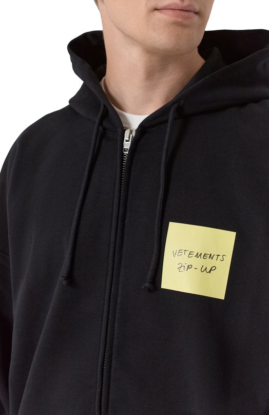 Хлопковая толстовка VETEMENTS UE64HD140B/1302 M0LLET0N Чёрный  UE64HD140B/1302 M0LLET0N Фото 5