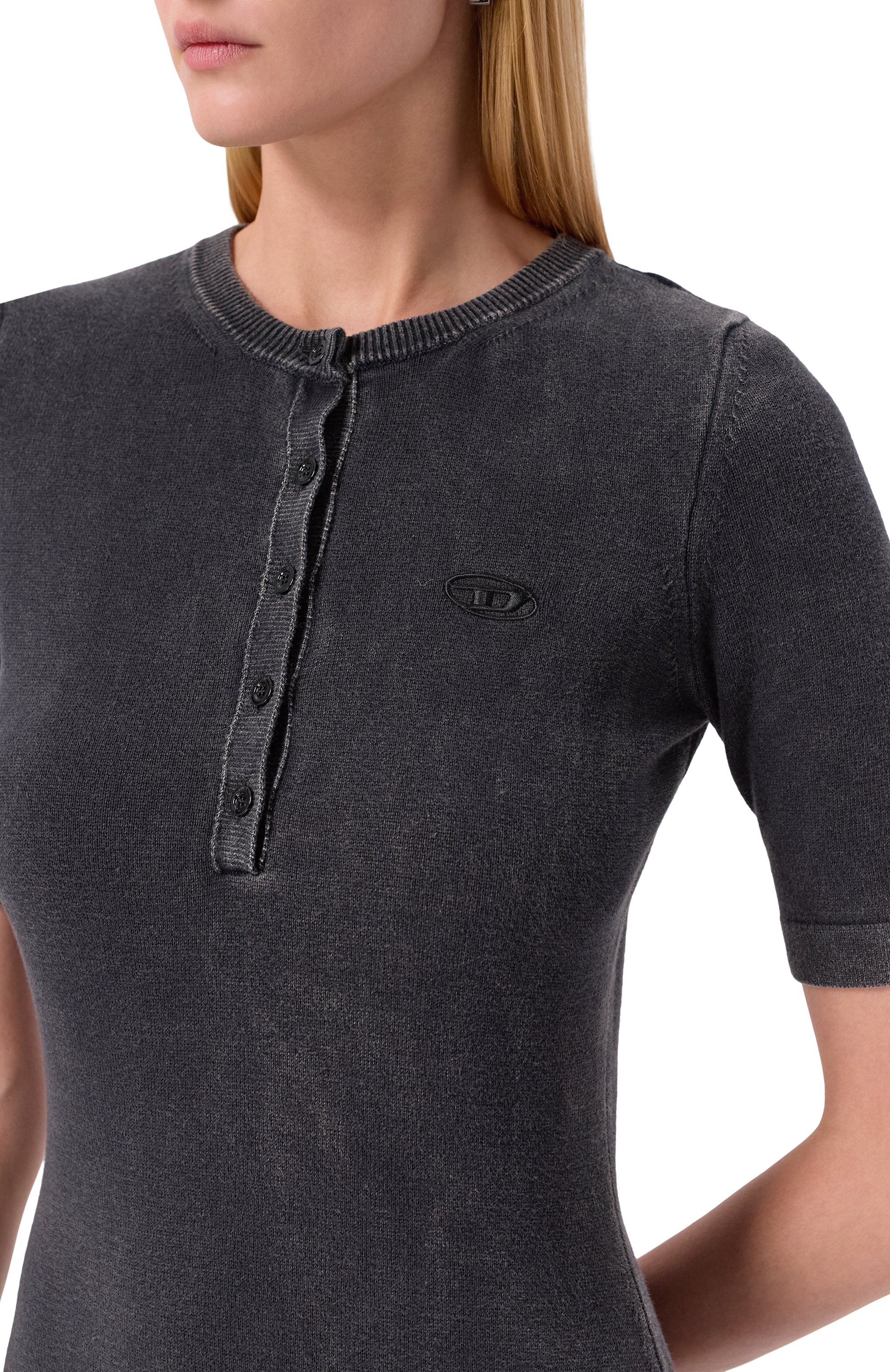 Хлопковое платье m-bettie DIESEL темно-серого цвета по цене 39950 руб., арт. A21862/0QKBT, фото 4 Хлопковое платье m-bettie DIESEL, арт. A21862/0QKBT, фото 4