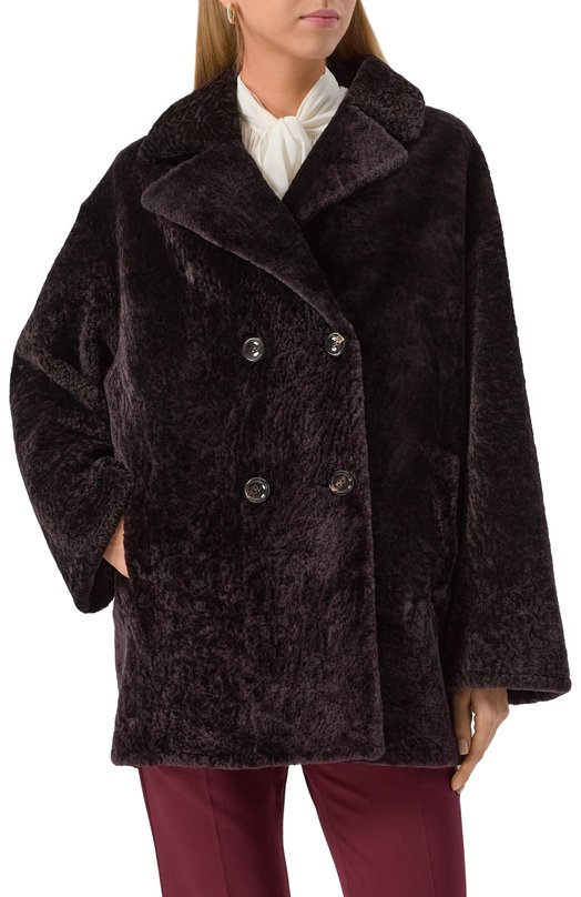 Дубленка из овчины manzoni24 25M1213-S23N Коричневый  25M1213-S23N Фото 3