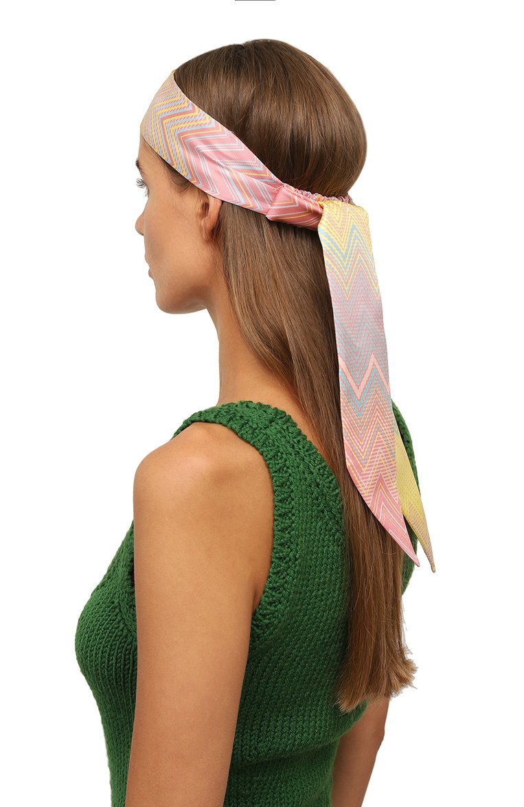 Женская шелковая повязка на голову MISSONI разноцветного цвета, арт. FCTATWD8918 | Фото 2 (Материал: Текстиль, Шелк; Материал сплава: Проставлено; Нос: Не проставлено)