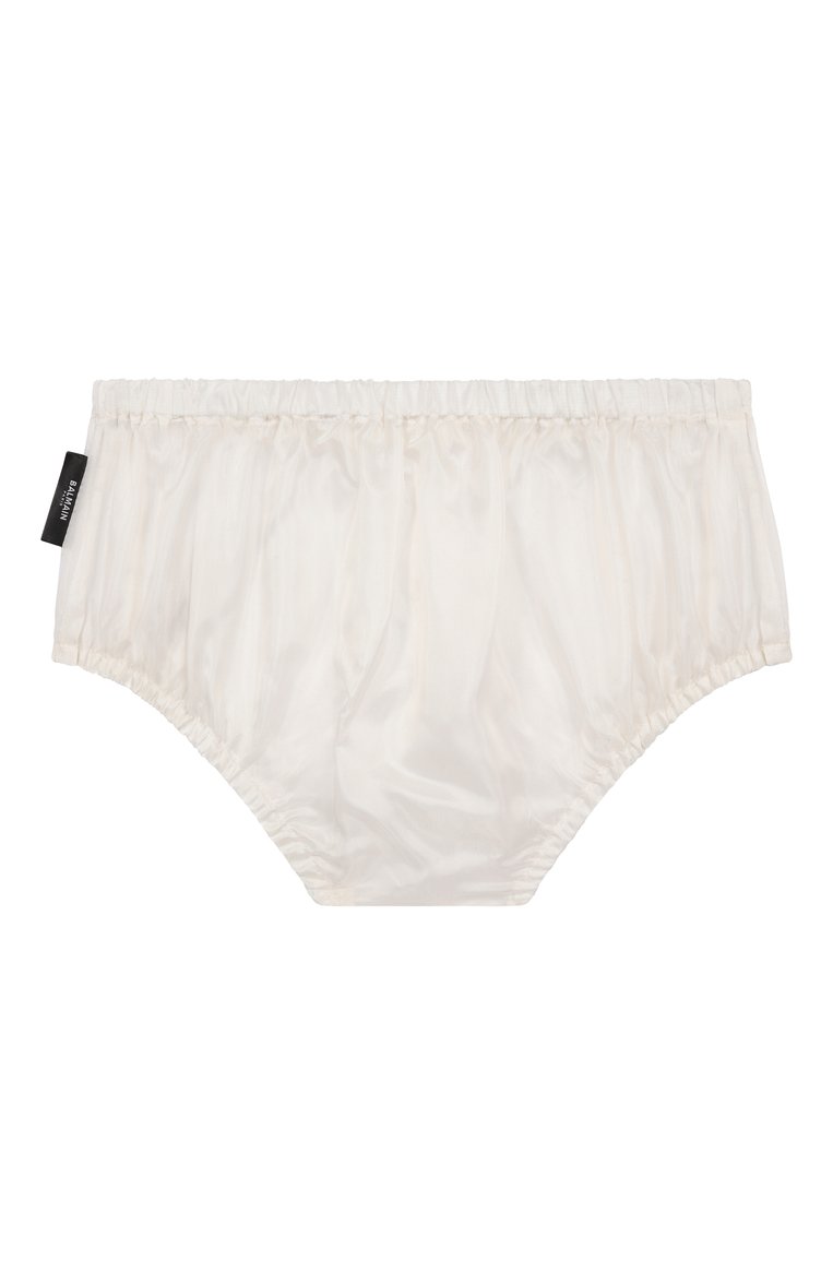 Женский комплект из платья и шорт BALMAIN молочного цвета, арт. BW1141 | Фото 4 (Нос: Не проставлено; Материал внешний: Вискоза; Материал подклада: Купро; Ростовка одежда: 9 мес | 74 см, 18 мес | 86 см, 12 мес | 80 см)