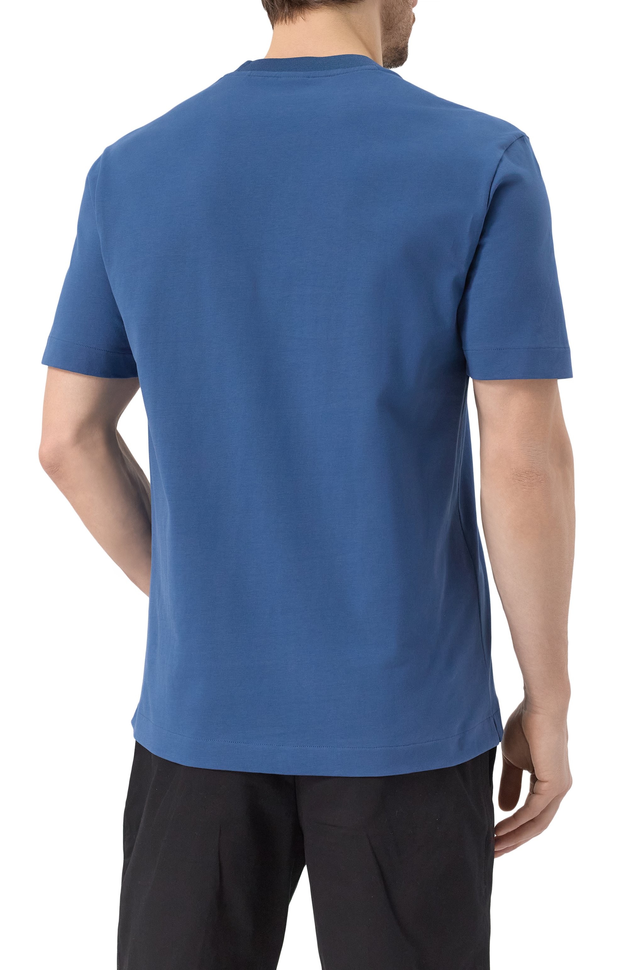 Хлопковая футболка BOSS синего цвета по цене 17950 руб., арт. 50537352, фото 4 Хлопковая футболка BOSS, арт. 50537352, фото 4