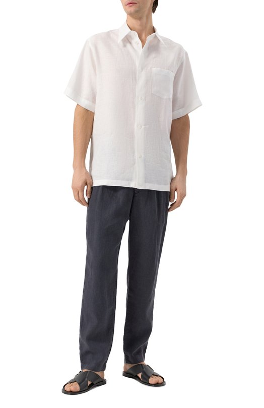 Льняная рубашка Dolce & Gabbana G5KE1Z/FU4IK Белый  G5KE1Z/FU4IK Фото 2