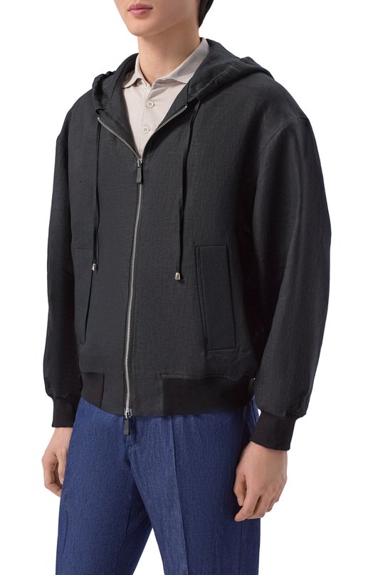 Льняной бомбер Kiton UGK137K0708H Чёрный  UGK137K0708H Фото 3