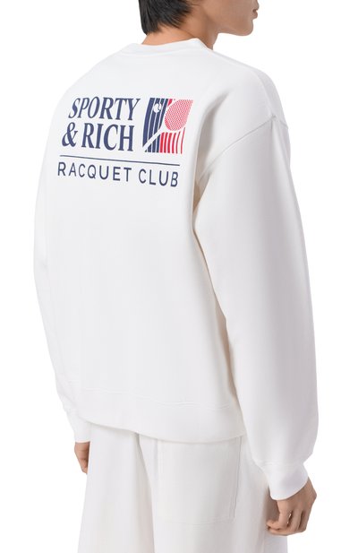 Хлопковый свитшот SPORTY AND RICH белого цвета по цене 29300 руб., арт. ST098710431WH01, фото 4 Хлопковый свитшот SPORTY AND RICH, арт. ST098710431WH01, фото 4