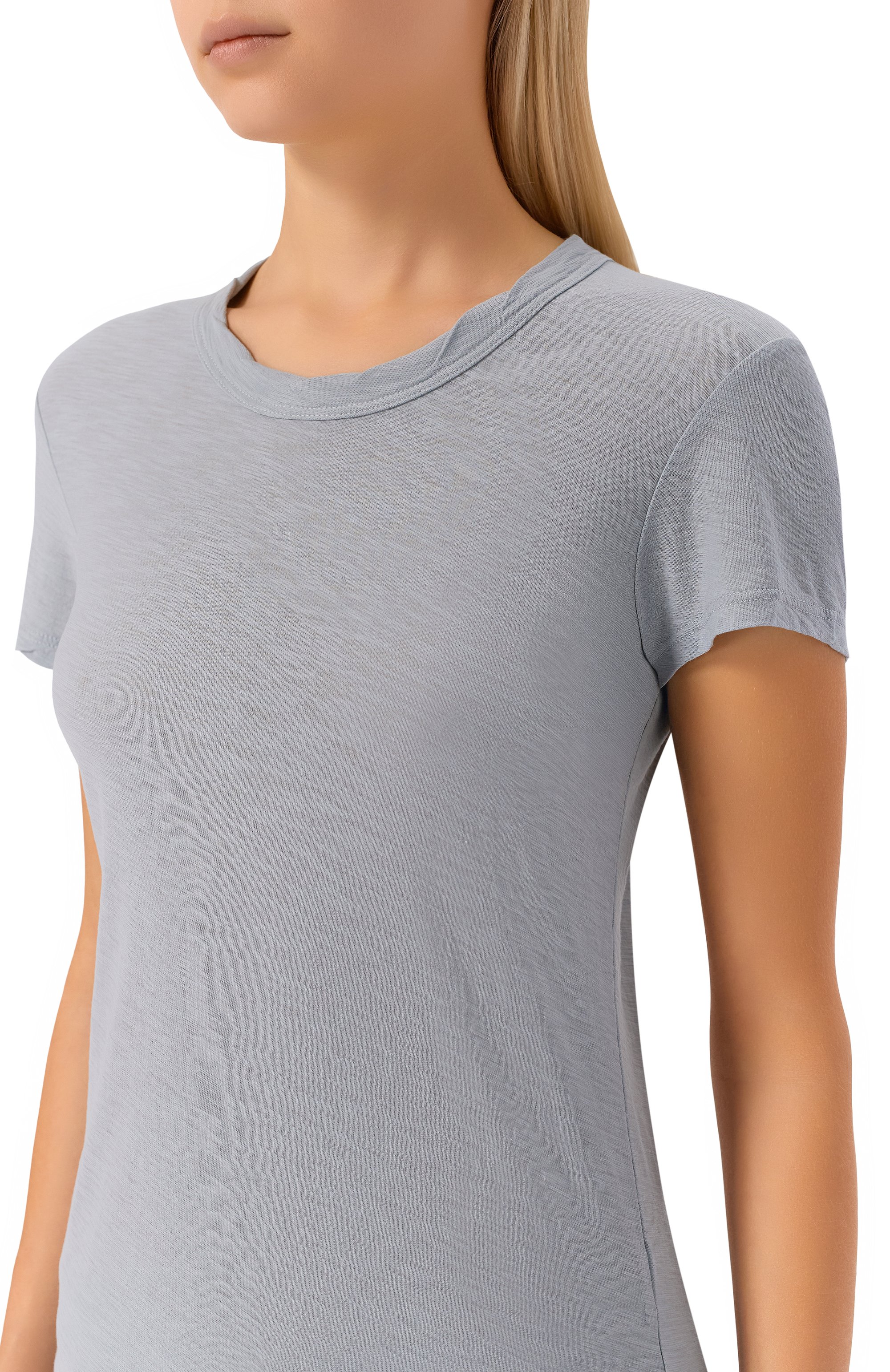 Хлопковая футболка JAMES PERSE голубого цвета по цене 19200 руб., арт. WUA3037, фото 5 Хлопковая футболка JAMES PERSE, арт. WUA3037, фото 5