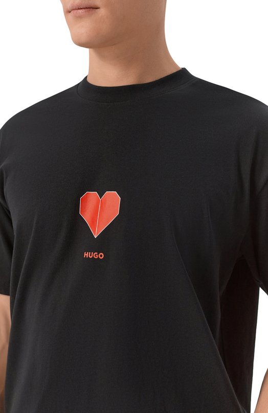 Хлопковая футболка HUGO 50553429 Чёрный  50553429 Фото 5