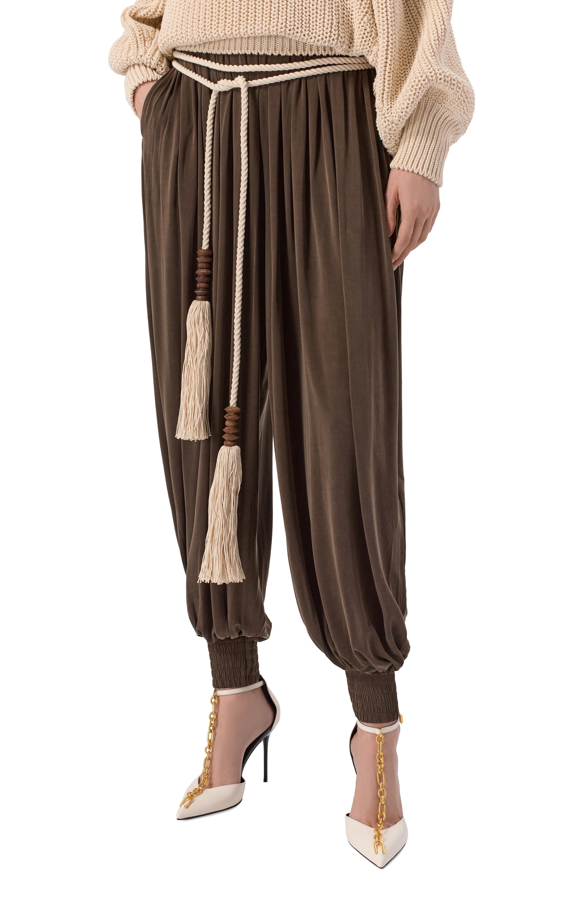 Текстильный пояс BALMAIN кремового цвета по цене 93250 руб., арт. GN0WJ228/TCRW, фото 2 Текстильный пояс BALMAIN, арт. GN0WJ228/TCRW, фото 2