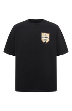 Мужская хлопковая футболка RHUDE черного цвета, арт. RHPF24TT04012 | Фото 1 (Длина (для топов): Стандартные; Драгоценные камни: Проставлено; Материал сплава: Проставлено; Рукава: Короткие; Материал внешний: Хлопок; Принт: С принтом; Стили: Спорт-шик; Мужское Кросс-КТ: Футболка-одежда; Кросс-КТ: Джерси)