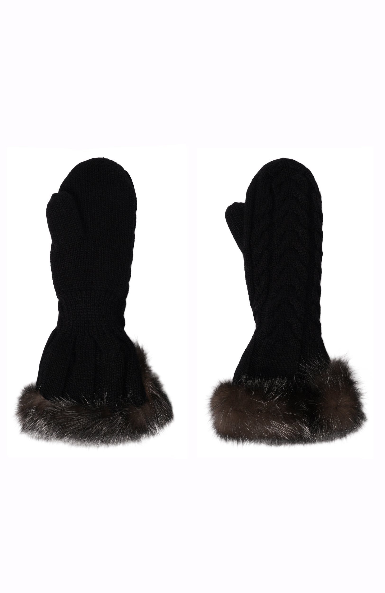 Кашемировые варежки с мехом соболя BLACK SABLE черного цвета по цене 147000 руб., арт. BS-ACSKV-SS, фото 2 Кашемировые варежки с мехом соболя BLACK SABLE, арт. BS-ACSKV-SS, фото 2