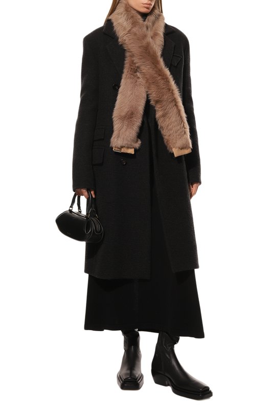 Меховой шарф из овчины DROMe Бежевый, фото 2