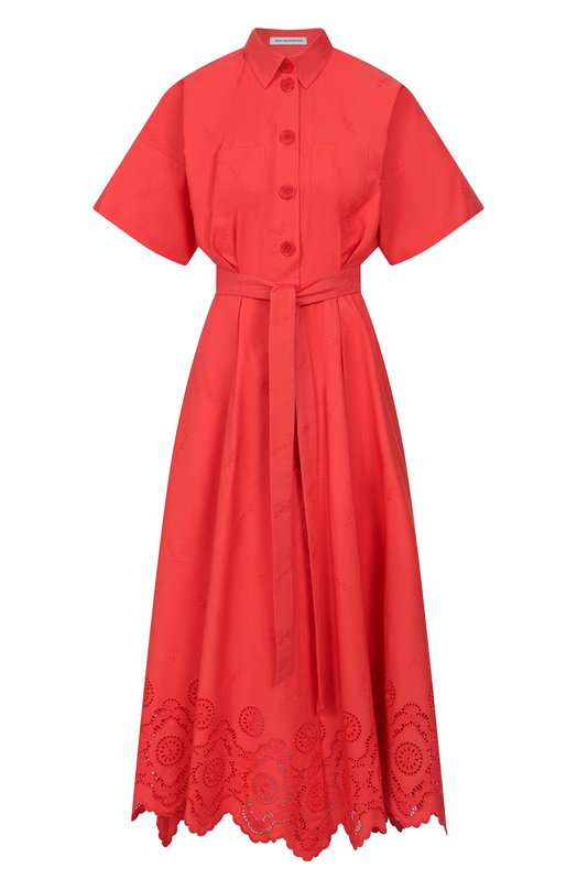 Хлопковое платье Vika Gazinskaya SS25-13241 Красный SS25-13241
