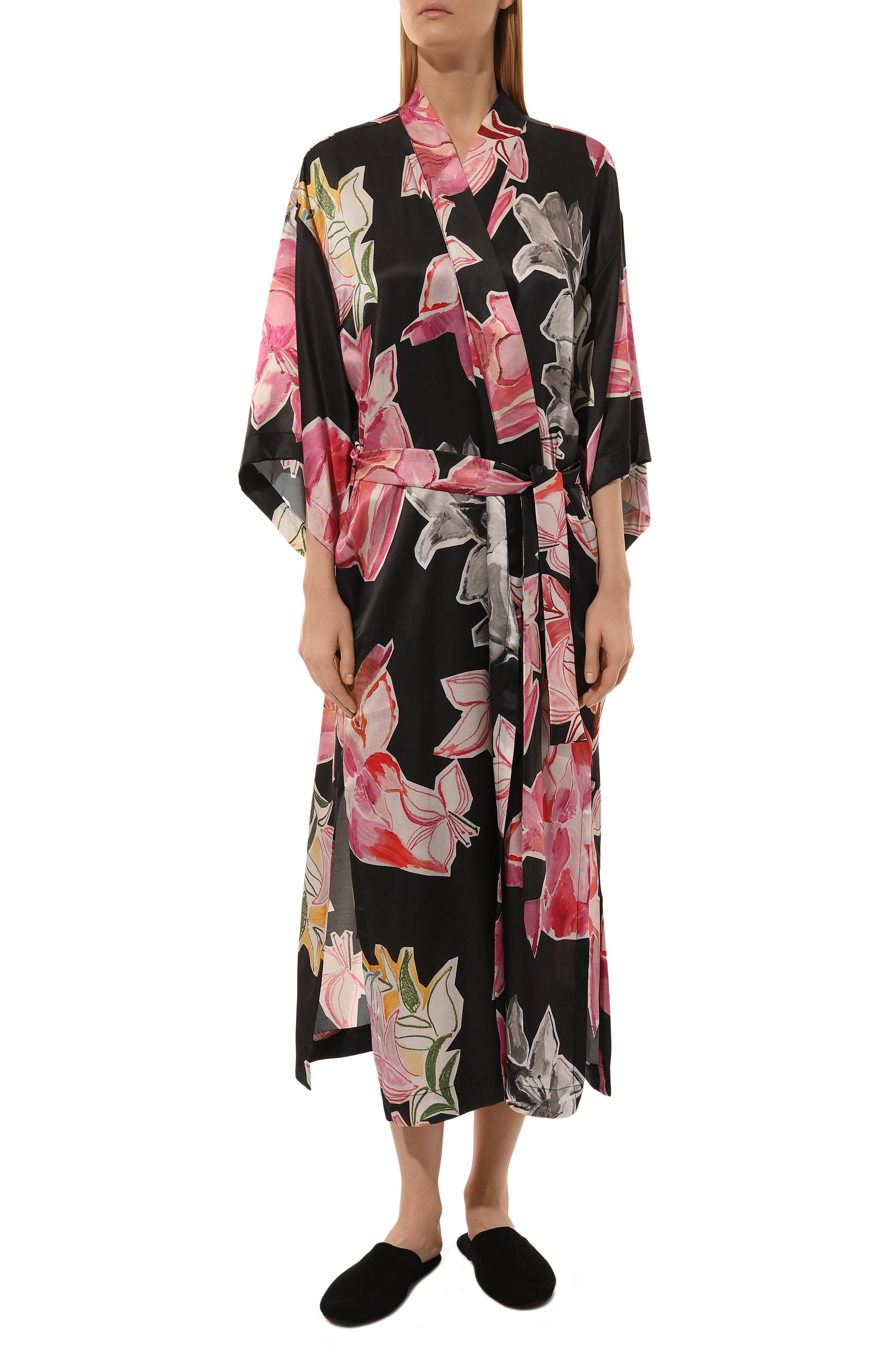 Халат из хлопка и шелка ANY WOWZERS черного цвета по цене 35000 руб., арт. ROBE01-MAXI-LILBLC, фото 3 Халат из хлопка и шелка ANY WOWZERS, арт. ROBE01-MAXI-LILBLC, фото 3