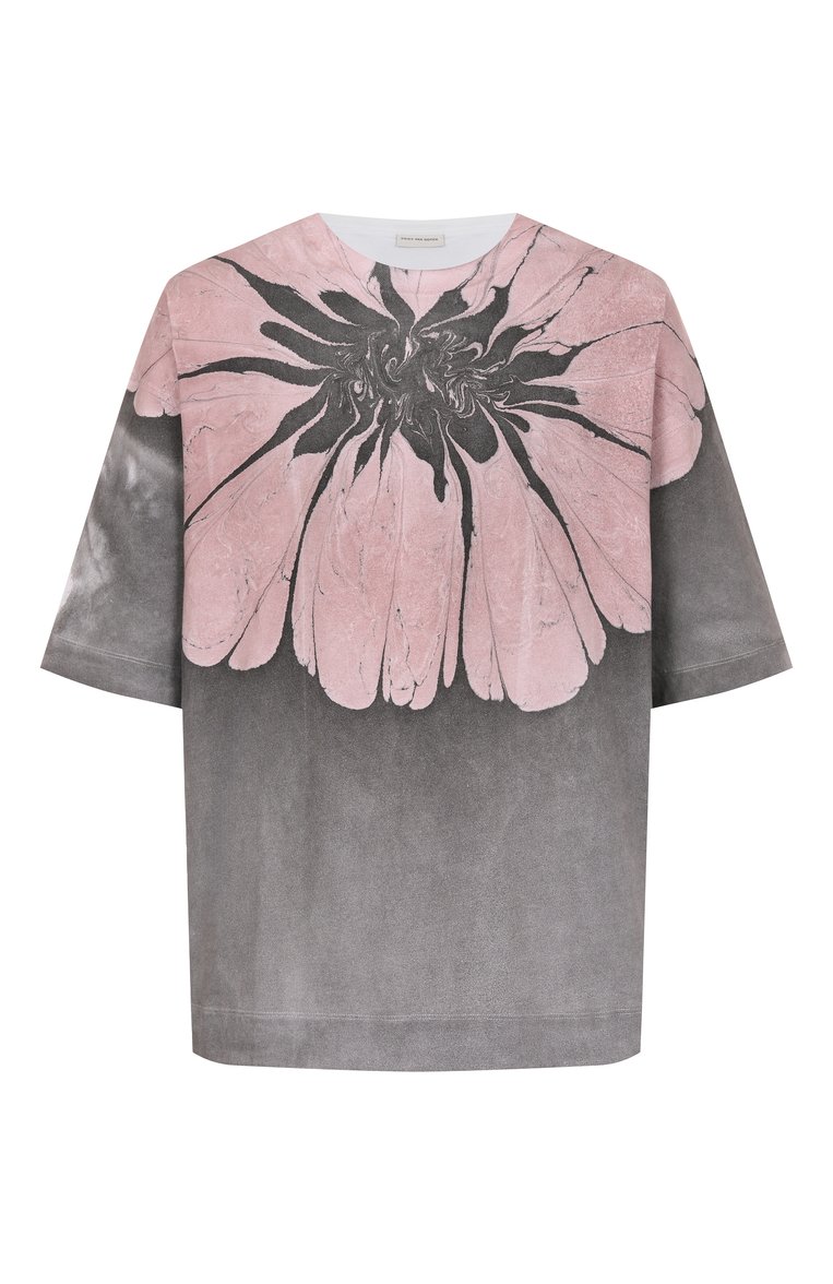 Мужская хлопковая футболка DRIES VAN NOTEN разноцветного цвета, арт. 251-021114-1603 | Фото 1 (Длина (для топов): Стандартные; Рукава: 3/4; Материал внешний: Хлопок; Принт: С принтом; Стили: Спорт-шик, Романтичный; Мужское Кросс-КТ: Футболка-одежда)