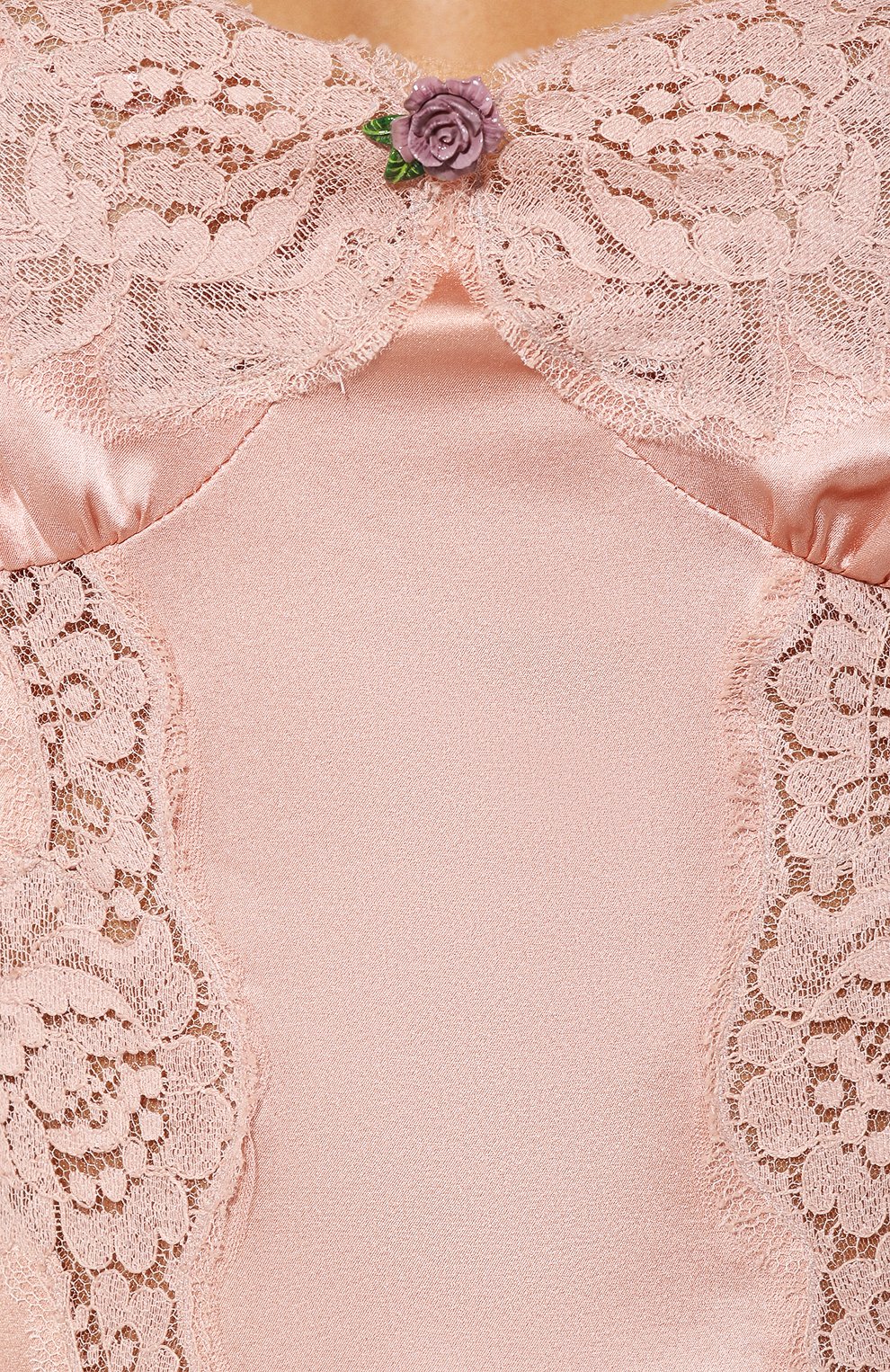 Однотонный топ из смеси шелка и хлопка с кружевной отделкой DOLCE & GABBANA, арт. F72K9T/FUACD, фото 6