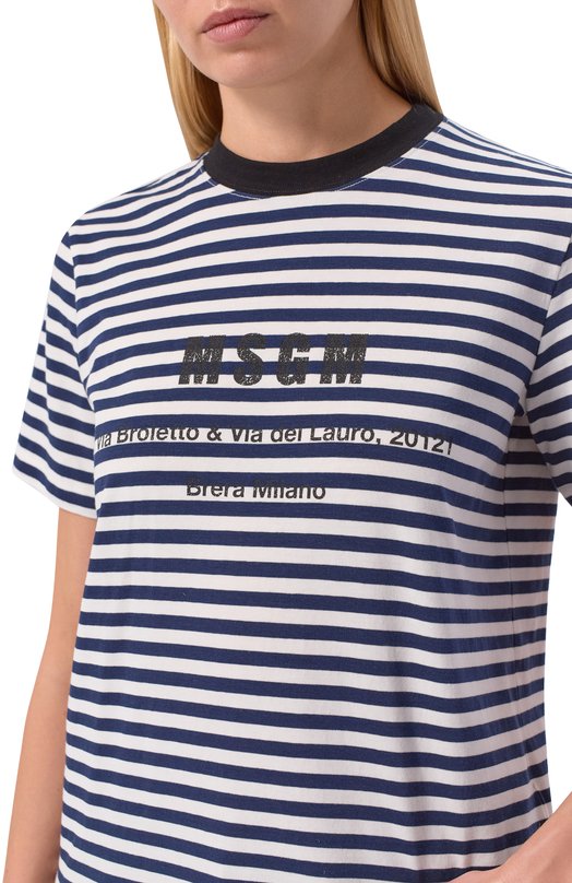Хлопковая футболка MSGM 4041MDM118N/267128 Синий  4041MDM118N/267128 Фото 5