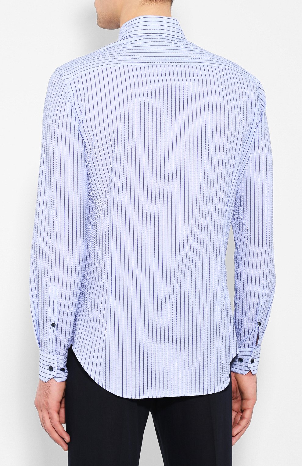 Хлопковая рубашка с воротником кент GIORGIO ARMANI синего цвета по цене 65400 руб., арт. 8WGCCZ97/TZ228, фото 4 Хлопковая рубашка с воротником кент GIORGIO ARMANI, арт. 8WGCCZ97/TZ228, фото 4