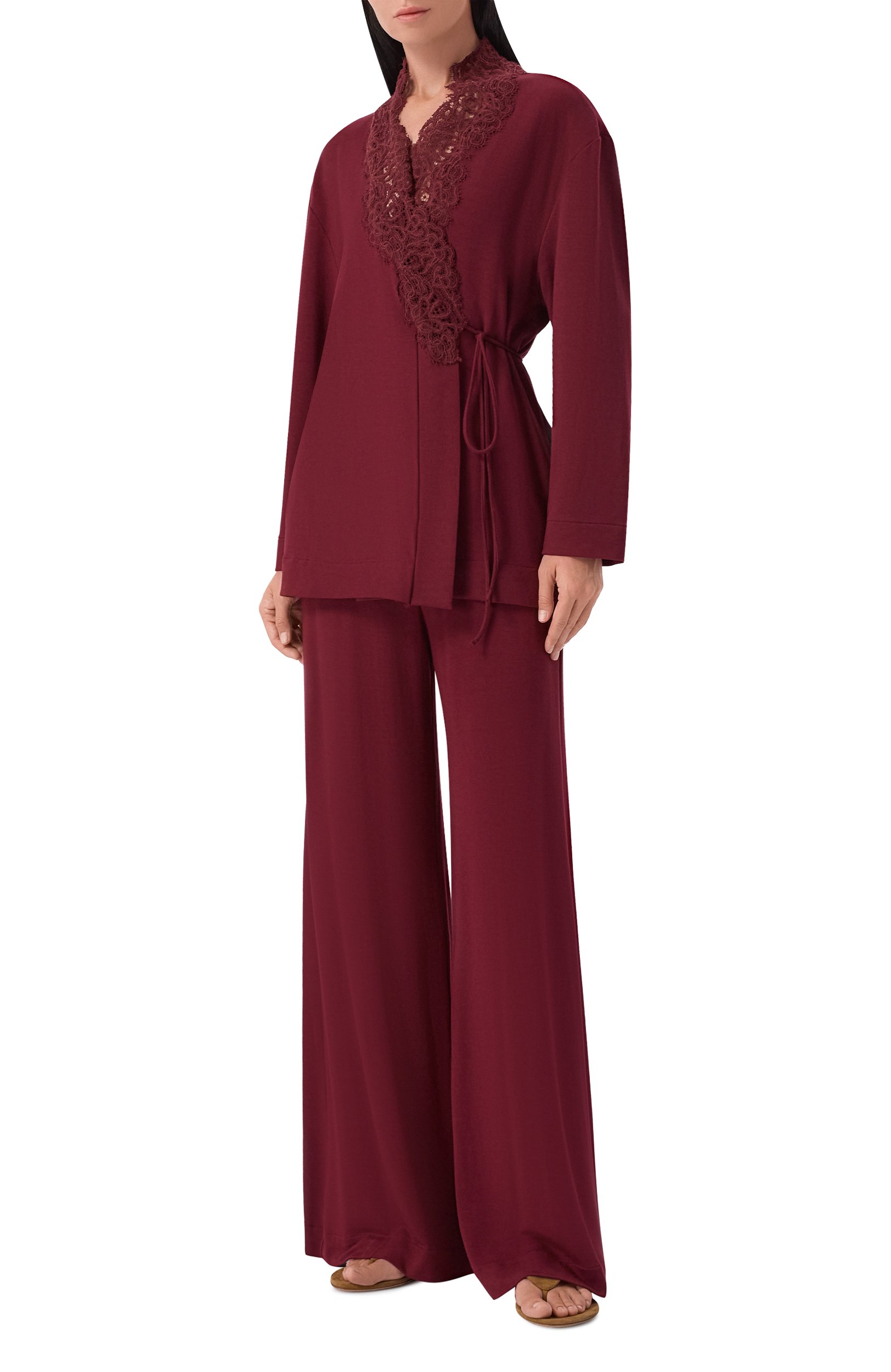 Брюки из вискозы ERMANNO SCERVINO бордового цвета по цене 62200 руб., арт. D494P605VQL, фото 2 Брюки из вискозы ERMANNO SCERVINO, арт. D494P605VQL, фото 2