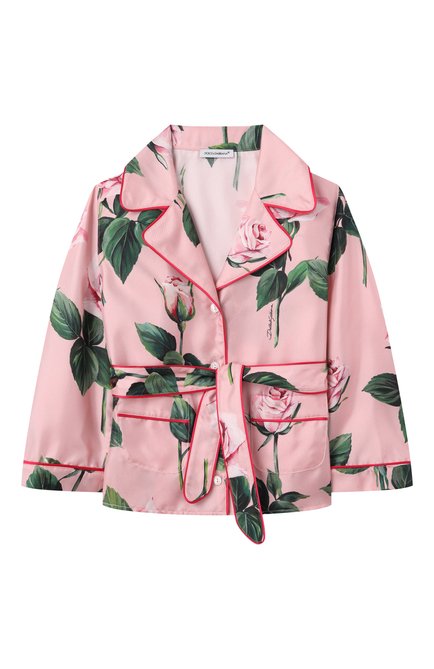 Детское шелковая рубашка DOLCE & GABBANA светло-розового цвета, арт. L56S29/IS1X8/2-6 | Фото 1 (Рукава: Длинные; Материал сплава: Проставлено; Материал внешний: Шелк; Драгоценные камни: Проставлено)