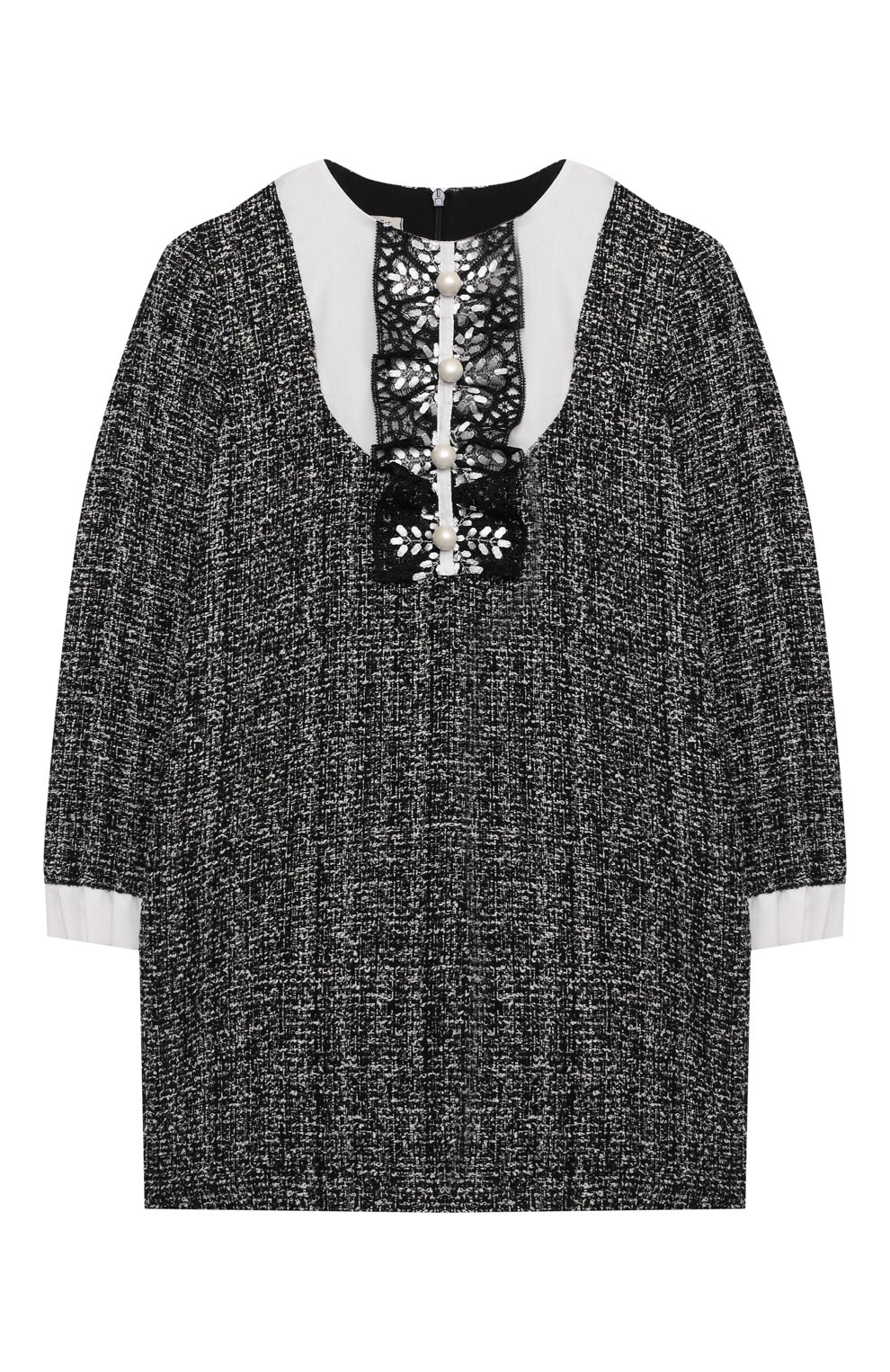 Твидовое платье DESIGNERS CAT черного цвета по цене 36350 руб., арт. 100000K01000955/4A-8A, фото 1 Твидовое платье DESIGNERS CAT, арт. 100000K01000955/4A-8A, фото 1