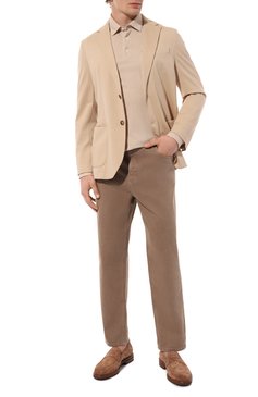 Мужское хлопковое поло ZEGNA бежевого цвета, арт. UD392A7/D757 | Фото 2 (Длина (для топов): Стандартные; Рукава: Длинные; Материал внешний: Хлопок; Застежка: Пуговицы; Стили: Кэжуэл; Принт: Без принта; Мужское Кросс-КТ: Футболка-одежда)