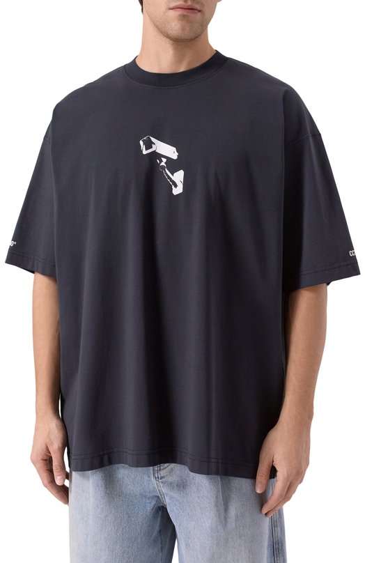 Хлопковая футболка VETEMENTS UH76TR440B Чёрный  UH76TR440B Фото 3