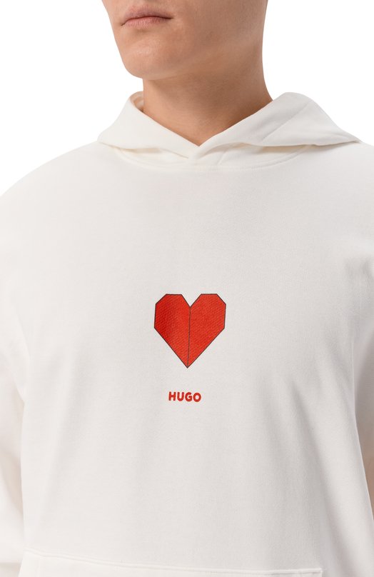 Хлопковое худи HUGO 50554025 Белый  50554025 Фото 5