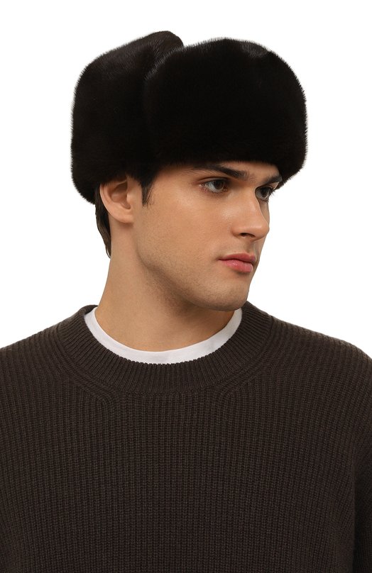 Шапка-ушанка с отделкой из меха норки VICTORIA KUSENKOVA 339100204115 Коричневый  339100204115 Фото 2