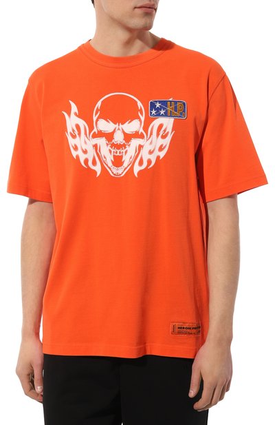 Хлопковая футболка HERON PRESTON оранжевого цвета по цене 39950 руб., арт. HMAA025S22JER003, фото 3 Хлопковая футболка HERON PRESTON, арт. HMAA025S22JER003, фото 3