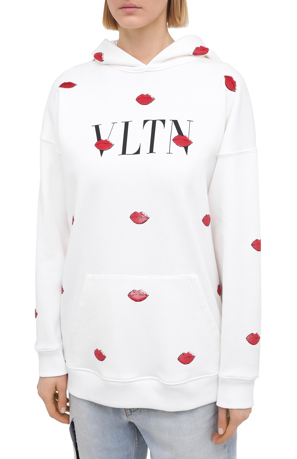 Хлопковое худи VALENTINO белого цвета по цене 180500 руб., арт. VB3MF08N64K, фото 3 Хлопковое худи VALENTINO, арт. VB3MF08N64K, фото 3
