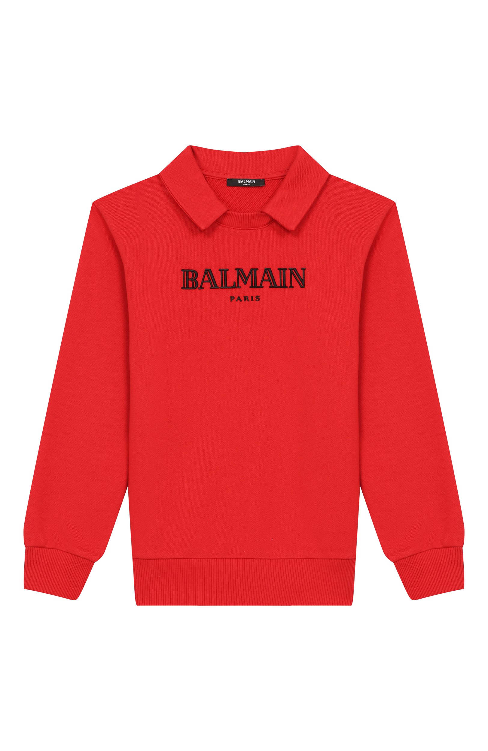 Хлопковый свитшот BALMAIN красного цвета по цене 27950 руб., арт. BZ4I00, фото 1 Хлопковый свитшот BALMAIN, арт. BZ4I00, фото 1