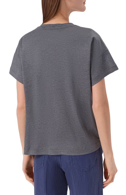 Футболка из шелка и хлопка Giorgio Armani GW003315/AF25467 Серый  GW003315/AF25467 Фото 4