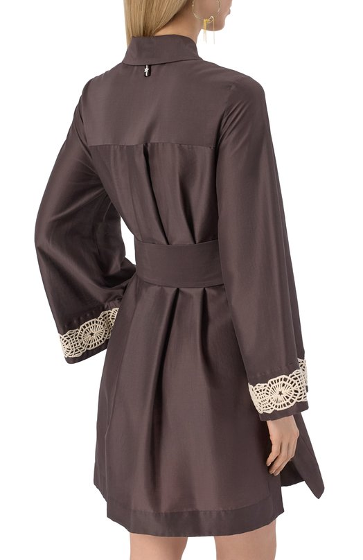 Платье из хлопка и шелка Lorena Antoniazzi R2579AB72A/4573R Коричневый  R2579AB72A/4573R Фото 4